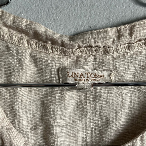 Lina Tomei Italy Linen White Lightweight Ruffle Button Down Layering Top S - Picture 3 of 8